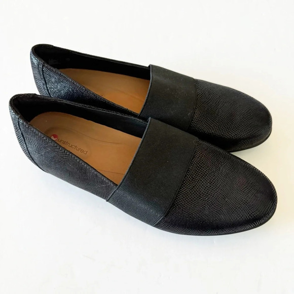 Clarks Unstructured Un Blush Lo Black Loafers Women’s Size 7 Wide Textured Look - Picture 5 of 12